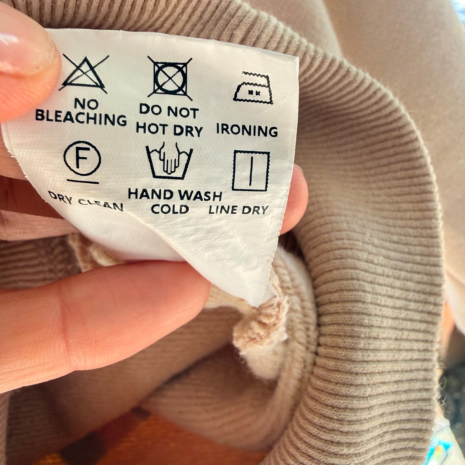 Mifland Hoodie Small Tan Beige Script Logo Colorful Graphic Back 100% Cotton — image 7 of 7